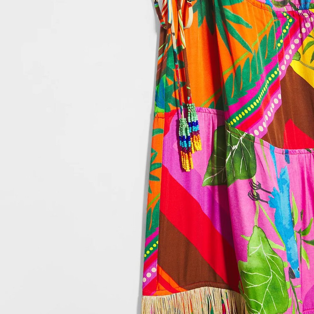 NWT Farm Rio x Anthropologie Palila Fringed Midi Dress - Picture 3 of 6